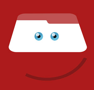 Red bumper with eyes and smile. 