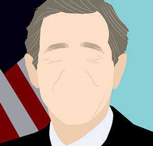 Profiel of a president with greyish brown hair. 