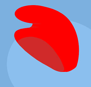 A blue background with a red hat 