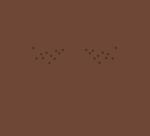 A brown background with black dots on both sides