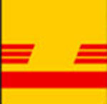 A yellow background with red lines   The answer is: DHL 