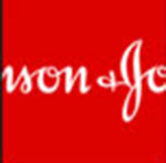 The name of a company in red   The answer is: Johnson & Johnson 