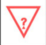 An upside-down triangle with a question mark inside of it   The answer is: Guess